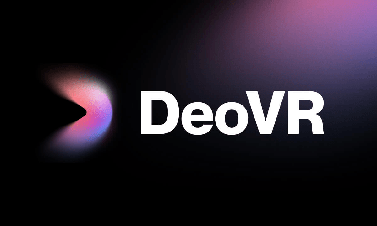 DeoVR logo on a dark gradient background